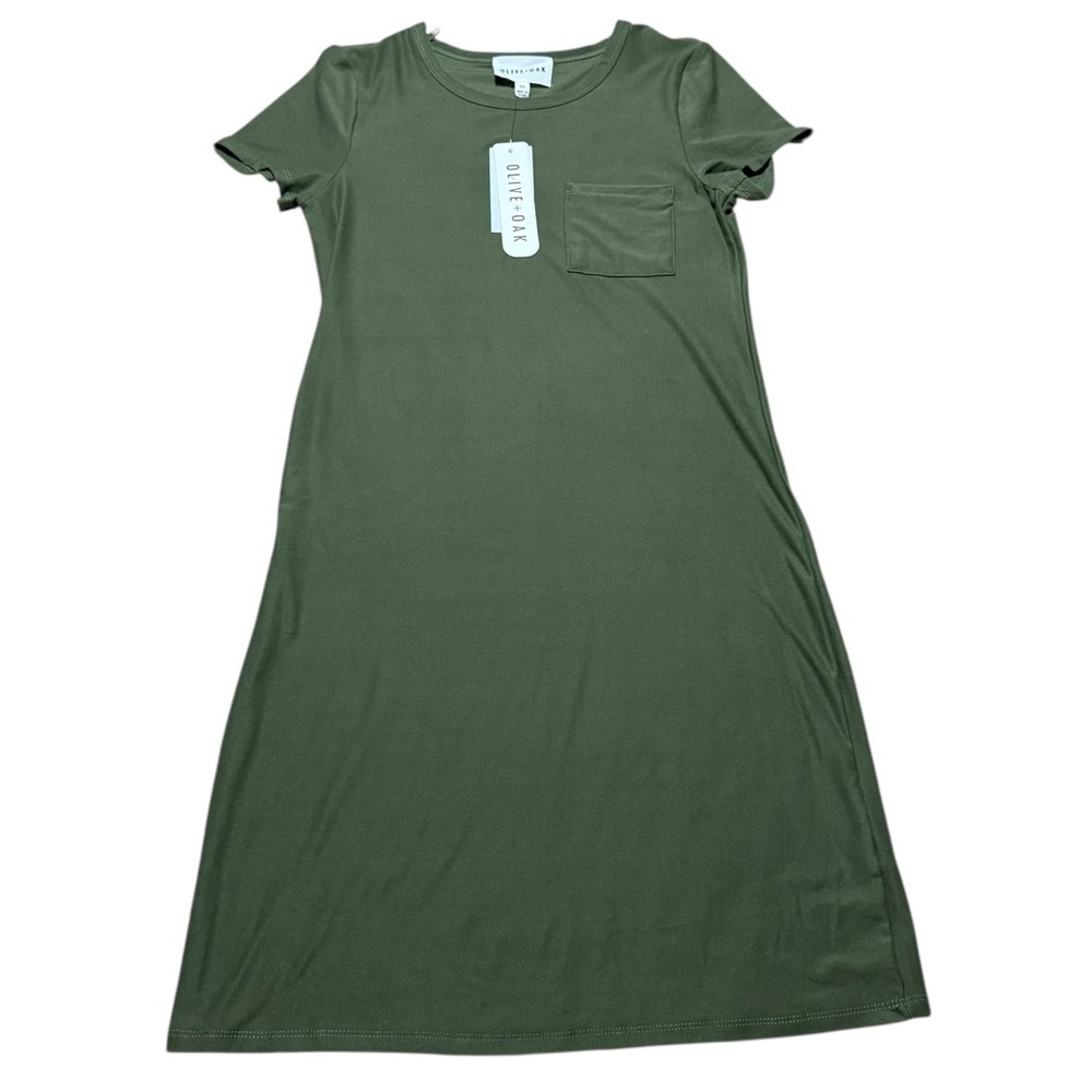 Olive + Oak Olive Green Women’s XS T-Shirt Dress Pocket Tee NWT